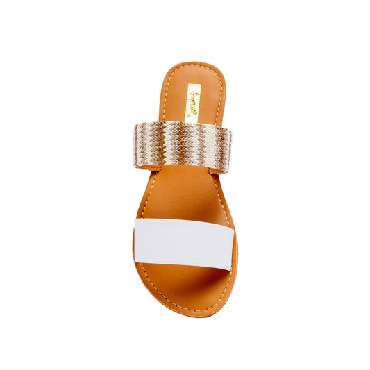 White Double Band Strappy Sandal