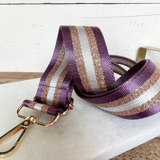 Stripe Gold and Purple Purse Strap