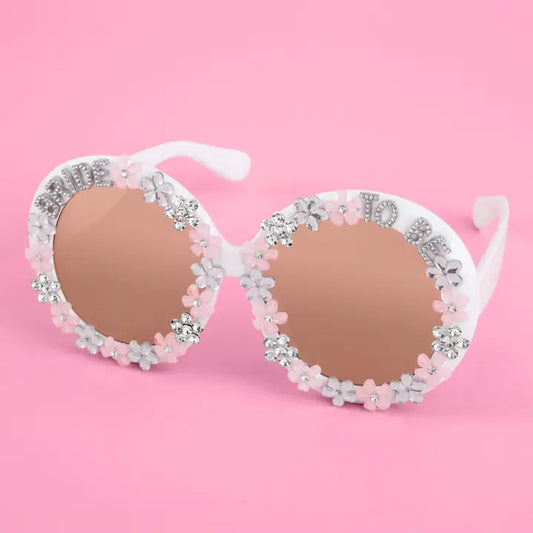 Groovy Rhinestone Bride Flower Sunglasses