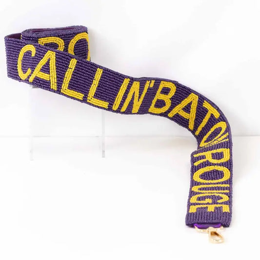 Callin' Baton Rouge Beaded Purse Strap Purple/Yellow 44"