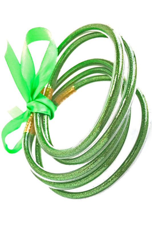 Green Glitter Jelly Bracelet Set